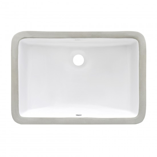 Ruvati Krona 21 x 14-1/2 inch Undermount Porcelain Bathroom Sink - White