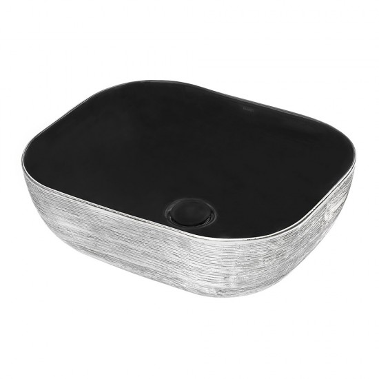 Ruvati Pietra 19-3/4 x 15-3/4 inch Porcelain Bathroom Sink - Silver / Black