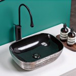 Ruvati Pietra 19-3/4 x 15-3/4 inch Porcelain Bathroom Sink - Silver / Black