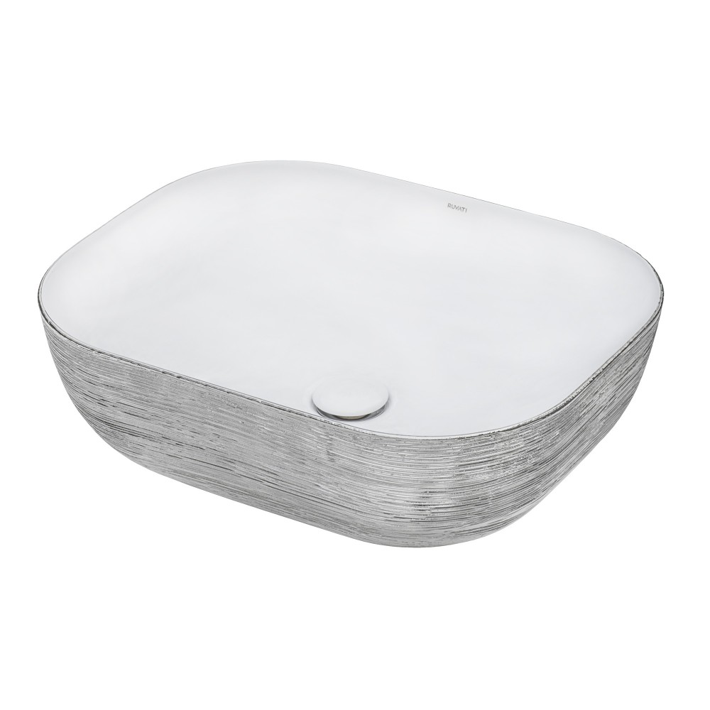 Ruvati Pietra 19-3/4 x 15-3/4 inch Porcelain Bathroom Sink - Silver / White