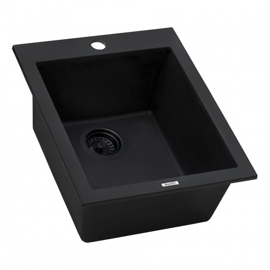 Ruvati 16 x 20 inch Topmount Granite Composite Kitchen Sink - Midnight Black