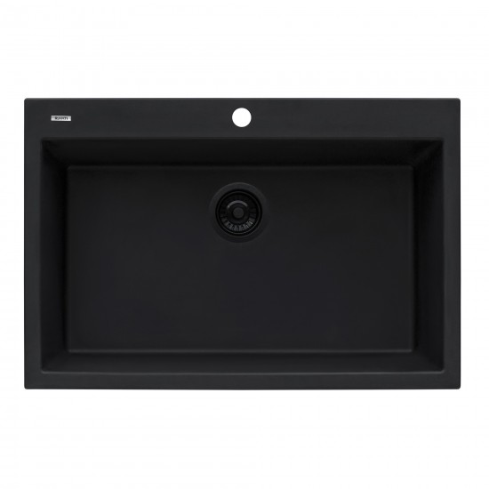 Ruvati 30 x 20 inch Topmount Granite Composite Kitchen Sink - Midnight Black