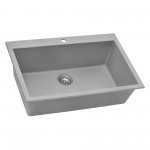 Ruvati 30 x 20 inch Topmount Granite Composite Kitchen Sink - Silver Gray