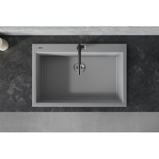 Ruvati 30 x 20 inch Topmount Granite Composite Kitchen Sink - Silver Gray