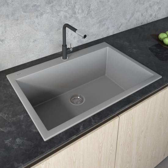 Ruvati 30 x 20 inch Topmount Granite Composite Kitchen Sink - Silver Gray