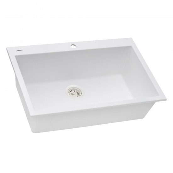 Ruvati 30 x 20 inch Topmount Granite Composite Kitchen Sink - Arctic White