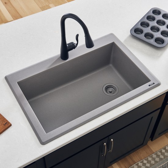 Ruvati 33 x 22 inch Topmount Granite Composite Kitchen Sink - Urban Gray