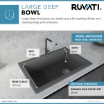 Ruvati 33 x 22 inch Topmount Granite Composite Kitchen Sink - Urban Gray