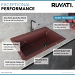 Ruvati 33 x 22 inch Topmount Granite Composite Kitchen Sink - Carnelian Red