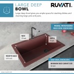 Ruvati 33 x 22 inch Topmount Granite Composite Kitchen Sink - Carnelian Red