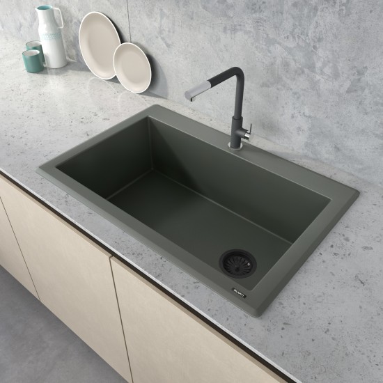 Ruvati 33 x 22 inch Topmount Granite Composite Kitchen Sink - Juniper Green