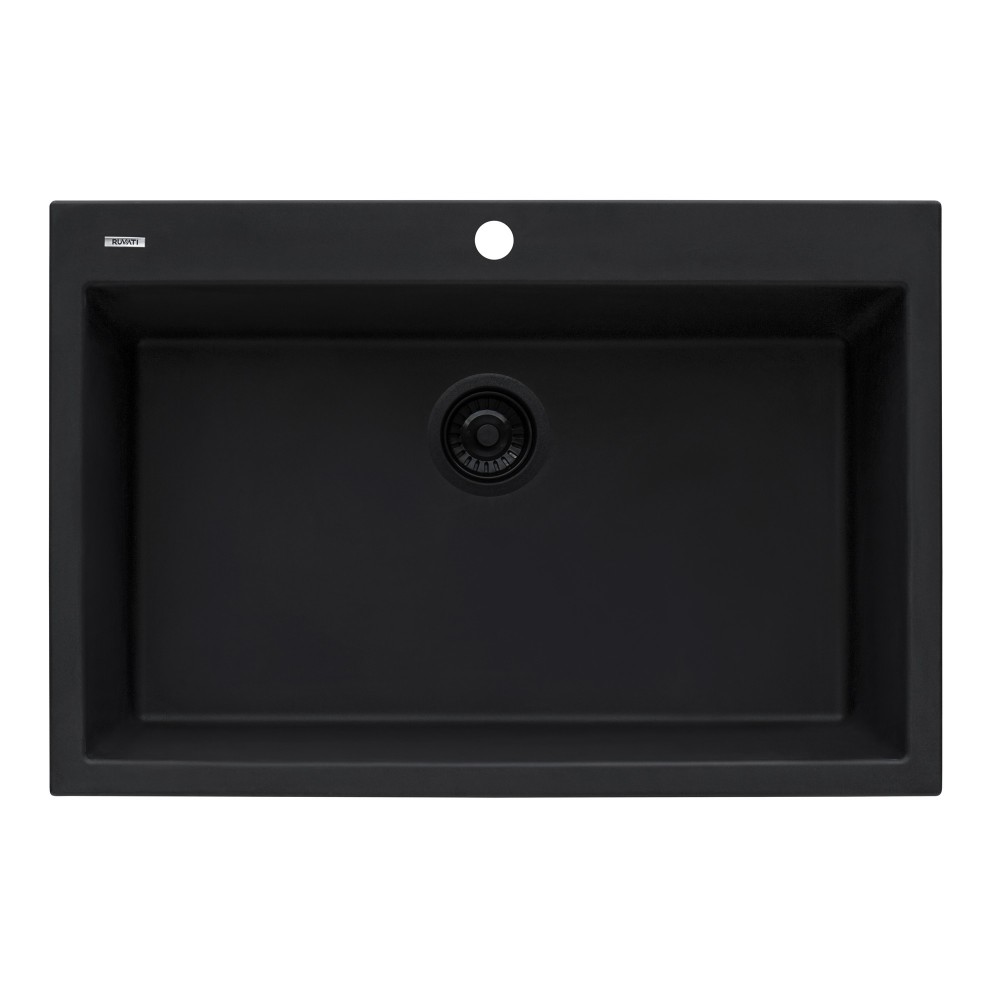 Ruvati 33 x 22 inch Topmount Granite Composite Kitchen Sink - Midnight Black