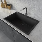 Ruvati 33 x 22 inch Topmount Granite Composite Kitchen Sink - Midnight Black