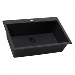 Ruvati 33 x 22 inch Topmount Granite Composite Kitchen Sink - Midnight Black