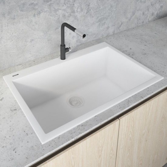 Ruvati 33 x 22 inch Topmount Granite Composite Kitchen Sink - Arctic White