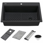 Ruvati epiStage 33 x 22 inch Topmount Kitchen Sink - Midnight Black