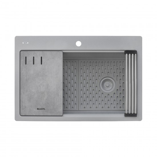 Ruvati epiStage 33 x 22 inch Topmount Kitchen Sink - Silver Gray