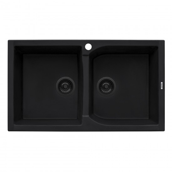 Ruvati epiGranite 34 x 20 inch Dual Mount Kitchen Sink - Midnight Black