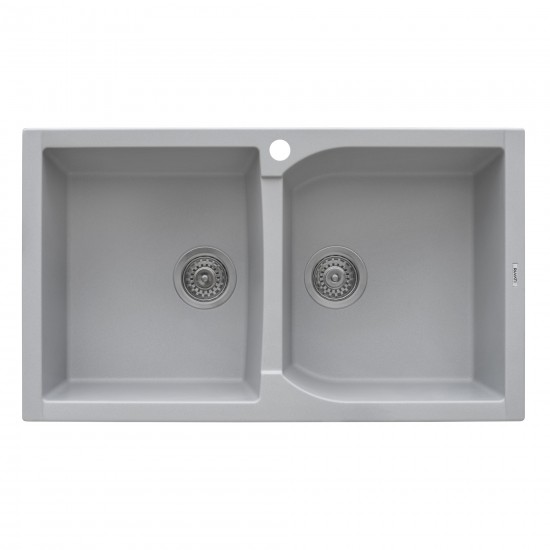 Ruvati epiGranite 34 x 20 inch Dual Mount Kitchen Sink - Silver Gray