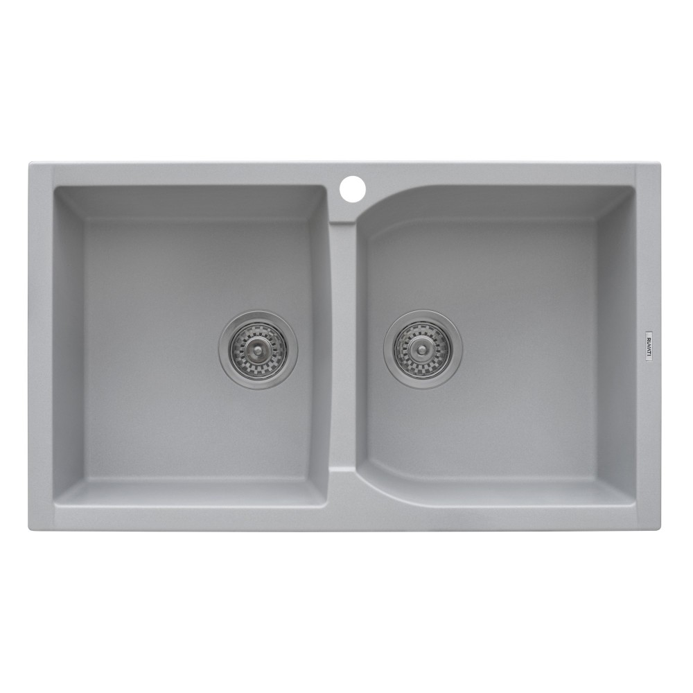 Ruvati epiGranite 34 x 20 inch Dual Mount Kitchen Sink - Silver Gray