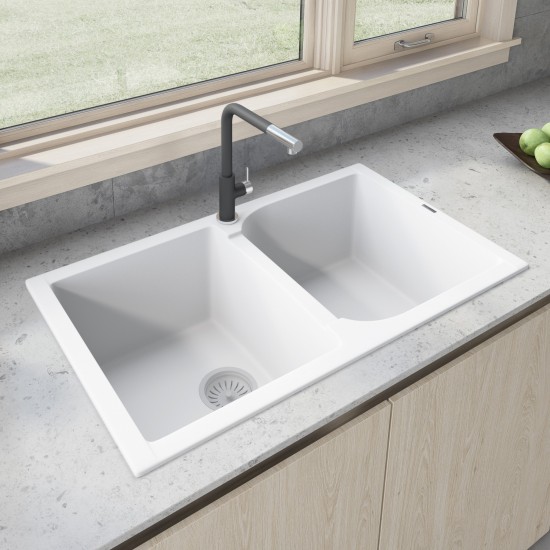 Ruvati epiGranite 34 x 20 inch Dual Mount Kitchen Sink - Arctic White