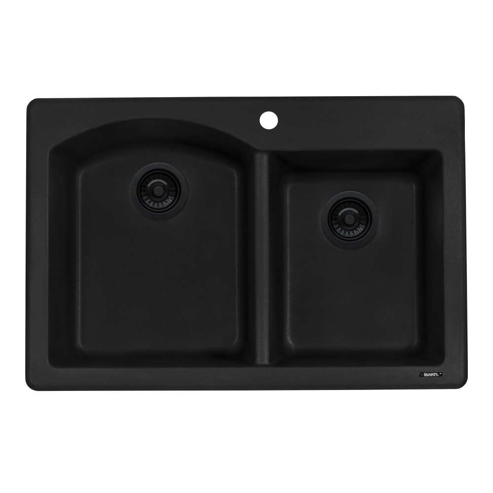 Ruvati 33 x 22 inch Dual Mount Kitchen Sink - Midnight Black