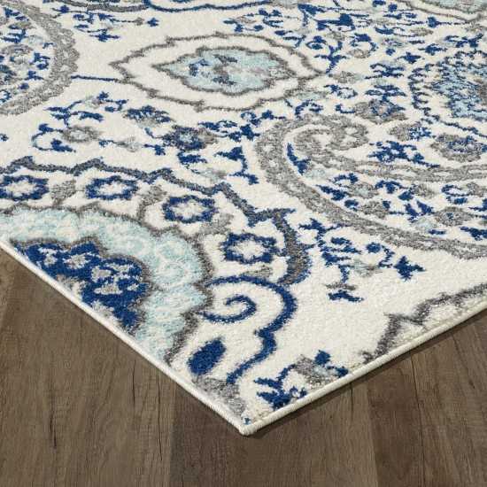 Totti Angel Cream/Blue 5x7 Paisley Rug