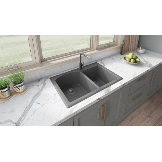 Ruvati 33 x 22 inch Dual Mount Kitchen Sink - Urban Gray