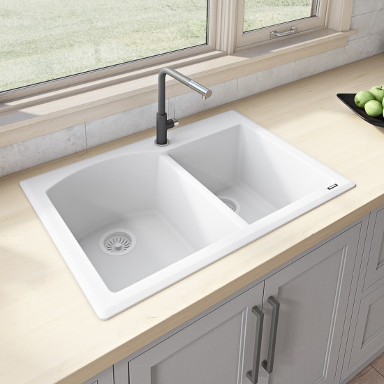 Ruvati 33 x 22 inch Dual Mount Kitchen Sink - Arctic White