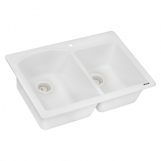 Ruvati 33 x 22 inch Dual Mount Kitchen Sink - Arctic White