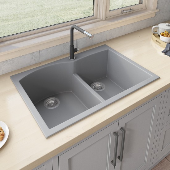 Ruvati 33 x 22 inch Topmount Kitchen Sink - Silver Gray