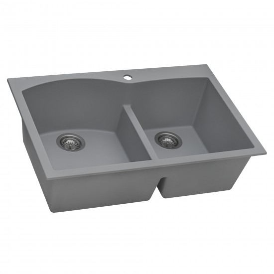 Ruvati 33 x 22 inch Topmount Kitchen Sink - Silver Gray