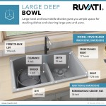 Ruvati 33 x 22 inch Topmount Kitchen Sink - Silver Gray