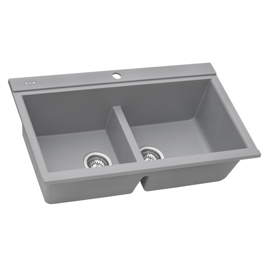 Ruvati epiGranite 34 x 20 inch Topmount Kitchen Sink - Silver Gray
