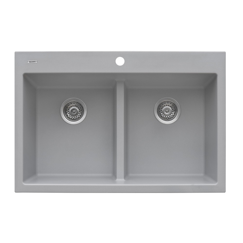 Ruvati epiGranite 33 x 22 inch Topmount Kitchen Sink - Silver Gray