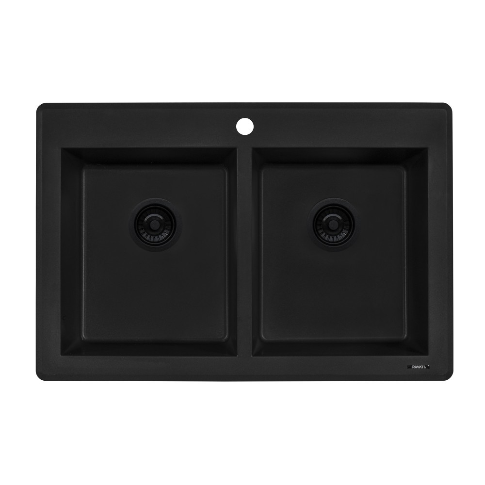 Ruvati epiGranite 33 x 22 inch Dual Mount Kitchen Sink - Black