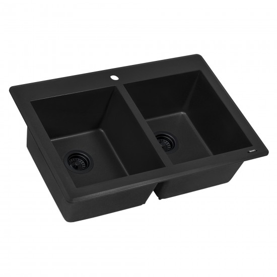 Ruvati epiGranite 33 x 22 inch Dual Mount Kitchen Sink - Black