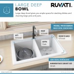 Ruvati epiGranite 33 x 22 inch Dual Mount Kitchen Sink - White