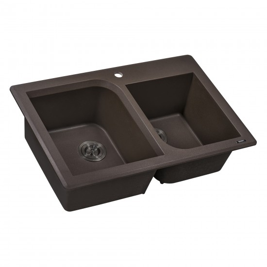 Ruvati epiGranite 33 x 22 inch Dual Mount Kitchen Sink - Espresso / Coffee Brown