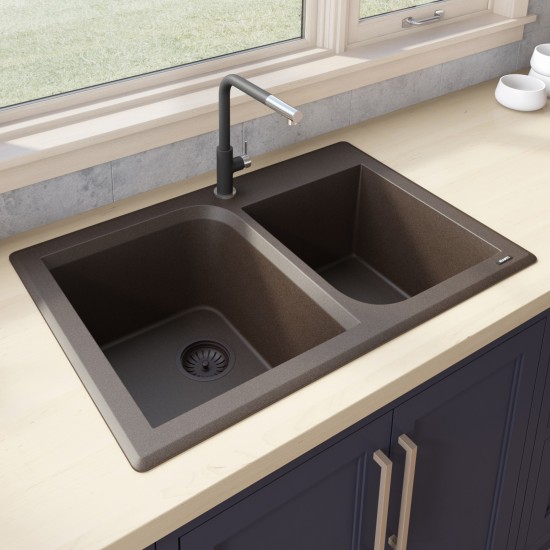 Ruvati epiGranite 33 x 22 inch Dual Mount Kitchen Sink - Espresso / Coffee Brown