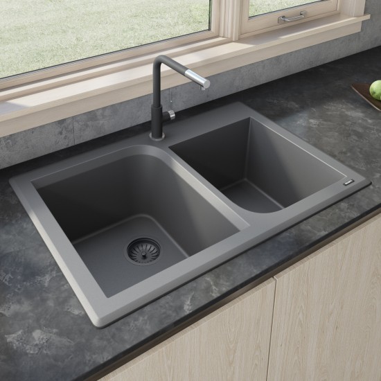 Ruvati epiGranite 33 x 22 inch Dual Mount Kitchen Sink - Urban Gray