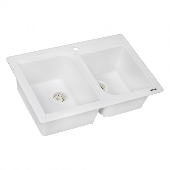 Ruvati epiGranite 33 x 22 inch Dual Mount Kitchen Sink - Arctic White