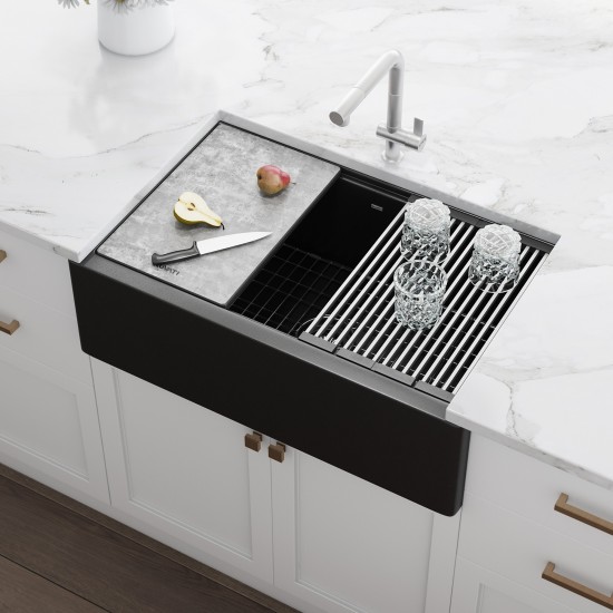 Ruvati epiCast 33 x 20.5 inch Granite Composite Kitchen Sink - Midnight Black