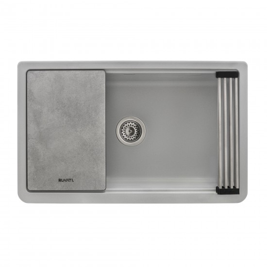 Ruvati epiCast 33 x 20.5 inch Granite Composite Kitchen Sink - Silver Gray