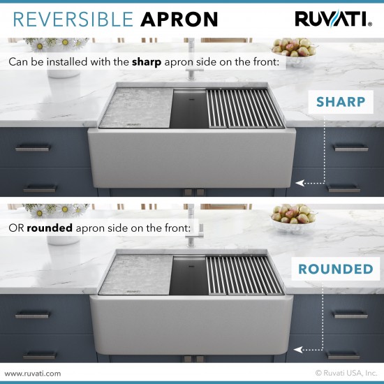 Ruvati epiCast 33 x 20.5 inch Granite Composite Kitchen Sink - Silver Gray