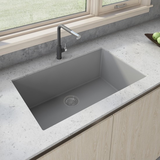 Ruvati epiGranite 30 x 18 inch Kitchen Sink - Silver Gray