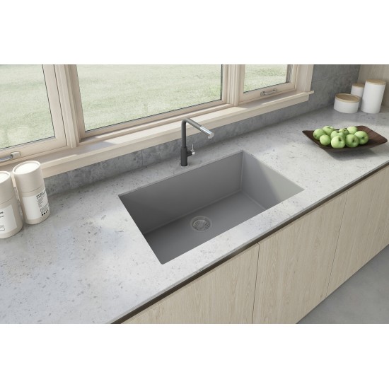 Ruvati epiGranite 33 x 19 inch Kitchen Sink - Silver Gray