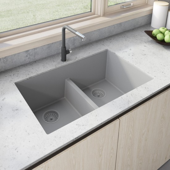 Ruvati epiGranite 33 x 19 inch Granite Composite Kitchen Sink - Silver Gray