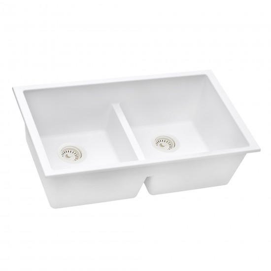 Ruvati epiGranite 33 x 19 inch Granite Composite Kitchen Sink - Arctic White