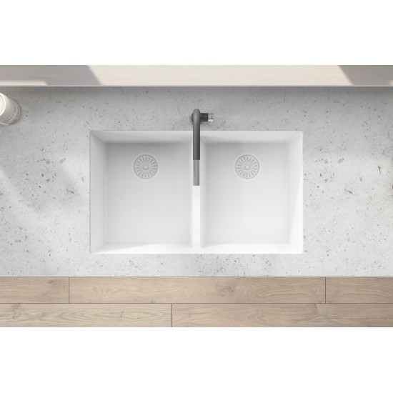 Ruvati epiGranite 33 x 19 inch Granite Composite Kitchen Sink - Arctic White